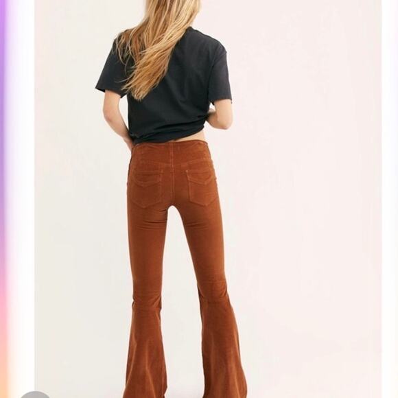 NWOT Free People Penny Corduroy brown flare pants size 28 - Picture 2 of 7